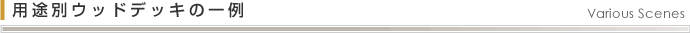 用途別ウッドデッキの一例 Various Scenes